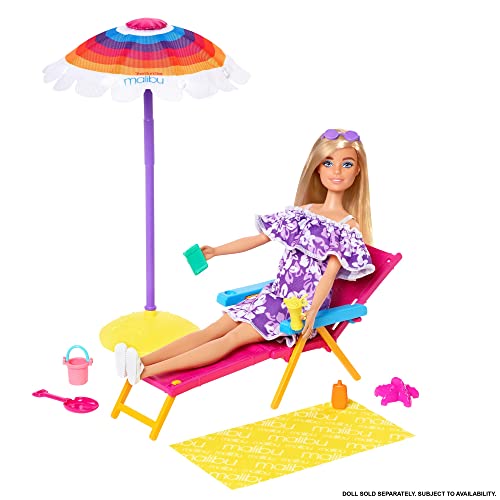 バービー バービー人形 日本未発売 プレイセット アクセサリ Barbie Loves The Ocean Beach-Themed Playset, with Lounge Chair, Umbrella Accessories, Made from Recycled Plastics, Gift for 3 to 7 Yeaバービー バービー人形 日本未発売 プレイセット アクセサリ