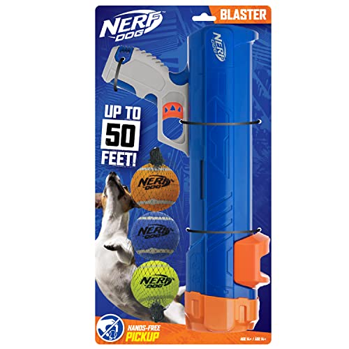 ʡ ꥫ ľ͢ եȥ ե Nerf Dog Compact Tennis Ball Blaster Dog Toy, Great for Fetch, Hands-Free Reload, Launches up to 50 ft, Single Unit, Includes 3 Nerf Balls & Bag, Blue/Orange, Mʡ ꥫ ľ͢ եȥ ե