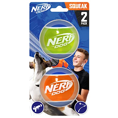 ʡ ꥫ ľ͢ եȥ ե Nerf Dog Rubber Tennis Ball Dog Toys with Interactive Squeaker, Lightweight, Durable and Water Resistant, 2 Inches, for Small/Medium/Large Breeds, Two Pack, Mixʡ ꥫ ľ͢ եȥ ե