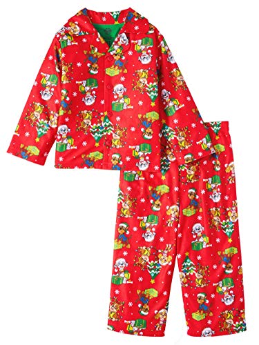 パウパトロール 子供服 パジャマ ボタン 2T 日本サイズ95相当 チェイス マーシャル ラブル スカイ 複数キャラクター レッド キッズ ファッション 男の子 女の子 フクリスマス