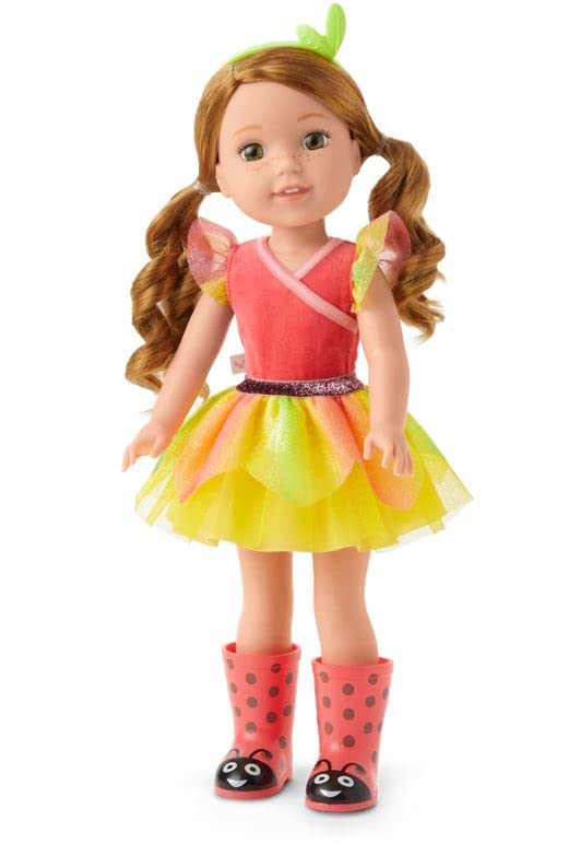 アメリカンガールドール 赤ちゃん おままごと ベビー人形 American Girl WellieWishers 14.5-inch Willa Doll with Coral Leotard, Mesh Skirt, Headband, and Boots, For Ages 4+アメリカンガールドール 赤ちゃん おままごと ベビー人形