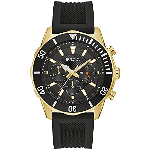 楽天angelica腕時計 ブローバ メンズ Bulova Men's Sport 6-Hand Chronograph Quartz Watch with Silicone Strap, 24 Hour Time, Calendar Date, Luminous Hands and Markers, 100M Water Resistant, 44mm腕時計 ブローバ メンズ