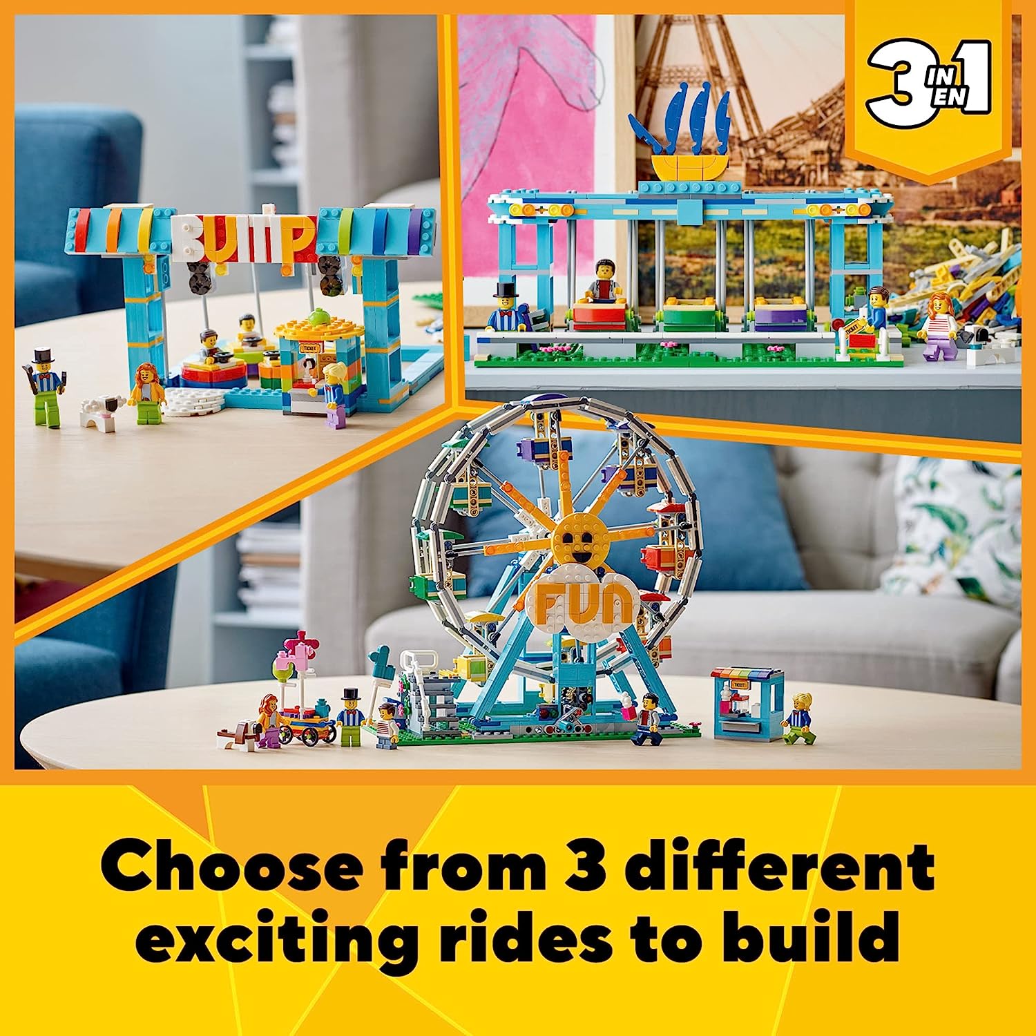 レゴ クリエイター 【送料無料】LEGO Creator 3in1 Ferris Wheel 31119 Building Kit with Rebuildable Toy Bumper Cars, Boat Swing and 5 Minifigures; New 2021 (1,002 Pieces)レゴ クリエイター