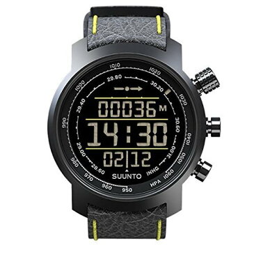 腕時計 スント アウトドア レディース アウトドアウォッチ特集 Suunto 【送料無料】Suunto Elementum Terra Black/Yellow Leather Digital Display Quartz Watch, Black Leather Band, Round 腕時計 スント アウトドア レディース アウトドアウォッチ特集 Suunto