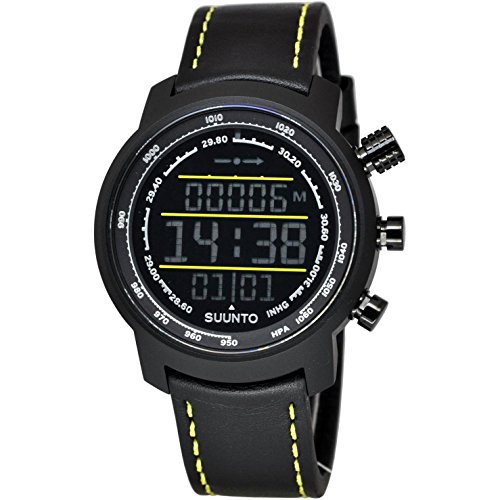 スント 腕時計 スント アウトドア レディース アウトドアウォッチ特集 Suunto Suunto Elementum Terra Black/Yellow Leather Digital Display Quartz Watch, Black Leather Band, Round 51.5mm Case腕時計 スント アウトドア レディース アウトドアウォッチ特集 Suunto