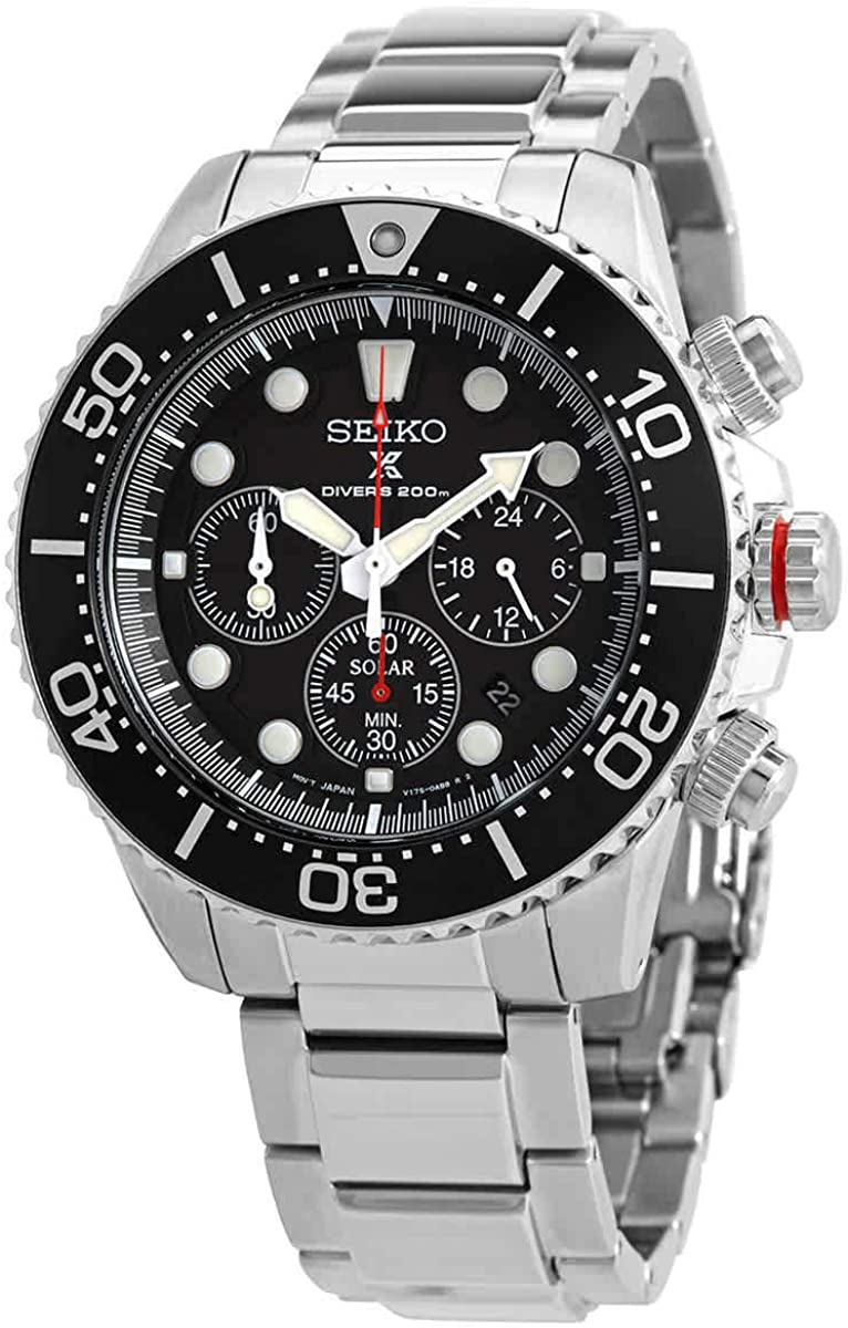腕時計, メンズ腕時計  Seiko Prospex Solar Chronograph Black Dial Mens Watch SSC779P1 