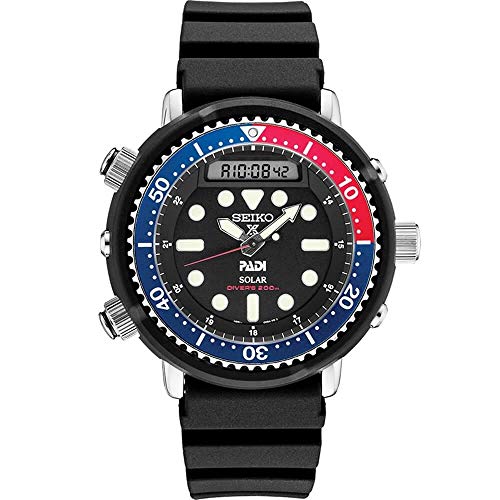 腕時計 セイコー メンズ Seiko SNJ027 Hybrid Dive Watch for Men - Prospex - Solar, with Black Dial, Lightweight Matte Black Case, and Stopwatch Function, 200m Water-Resistant腕時計 セイコー メンズ