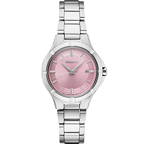 腕時計 セイコー レディース SEIKO SUR413 Watch for Men - Essentials - Striking Pink Sunray Dial with Silver Hands & Markers and Date Calendar, 100m Water-Resistant腕時計 セイコー レディース