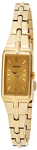 楽天angelica腕時計 セイコー レディース SEIKO SWR048 Watch for Women - Luxurious Champagne Rectangular Dial with Matching Minimalist Gold Accents and Gold Case, Bracelet, 30m Water-Resistant腕時計 セイコー レディース