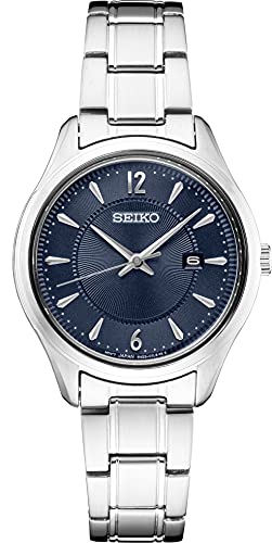 腕時計 セイコー レディース SEIKO SUR425 Watch for Women - Essentials - Patterned Blue Dial, Stainless Steel Case and Bracelet腕時計 セイコー レディース