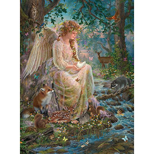 ジグソーパズル 海外製 アメリカ Bits and Pieces - 300 Large Piece Embellished Glitter Jigsaw Puzzle for Adults - Mother Nature - 300 pc Forest Fantasy Angel Jigsaw by Artist Liz Goodrick-Dillonジグソーパズル 海外製 アメリカ