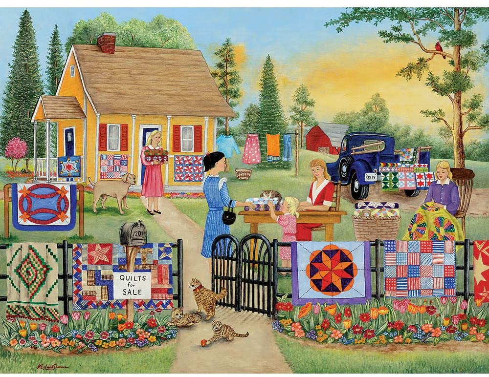 ジグソーパズル 海外製 アメリカ 【送料無料】Bits and Pieces - Value Set of Three (3) 1000 Piece Jigsaw Puzzles for Adults by Artist Kay Lamb Shannon - Each Puzzle Measures 20quot; x 27quot; - Country Quilt Sale, Adopt A Puジグソーパズル 海外製 アメリカ