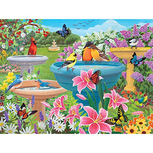 ジグソーパズル 海外製 アメリカ Bits and Pieces - 300 Piece Jigsaw Puzzle for Adults 18" x 24" - Birdbath Haven - 300 pc Butterfly Flower Bird Bath Spring Jigsaw by Artist Kathy Bambeckジグソーパズル 海外製 アメリカ