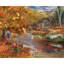 ジグソーパズル 海外製 アメリカ Bits and Pieces ? 500 Piece Jigsaw Puzzle for Adults ? Autumn Cabin - Fall Forest Lake Tree Leaves Scarecrow Rustic Jigsaw Puzzle by Artist Bigelow Illustrations, Completed Puzzle Sizeジグソーパズル 海外製 アメリカ