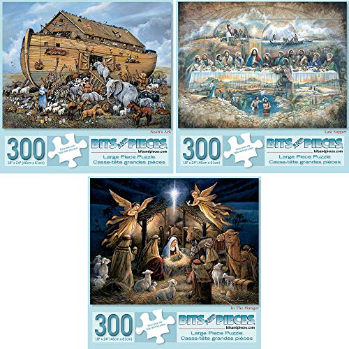 ジグソーパズル 海外製 アメリカ Bits and Pieces - Value Set of Three - 300 Piece Jigsaw Puzzles for Adults - Large Piece 300 pc Christian Jigsaws by Artist Ruane Manning - 18” x 24”ジグソーパズル 海外製 アメリカ