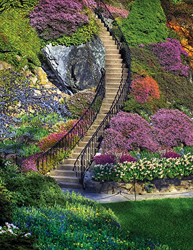 WO\[pY CO AJ Springbok's 350 Piece Jigsaw Puzzle Garden Stairway - Made in USAWO\[pY CO AJ