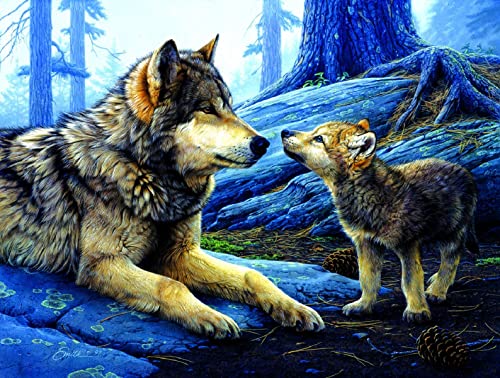 WO\[pY CO AJ SUNSOUT INC - Brother Wolf - 500 pc Jigsaw Puzzle by Artist: Daniel Smith - Finished Size 18