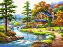 ジグソーパズル 海外製 アメリカ SUNSOUT INC - Mountain Creek Cabin - 500 pc Jigsaw Puzzle by Artist: Sung Kim - Finished Size 1..