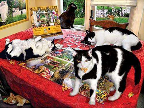 ジグソーパズル 海外製 アメリカ SUNSOUT INC - Who let The Cats Out - 1000 pc Jigsaw Puzzle by Artist: Lori Schory - Finished Size 20