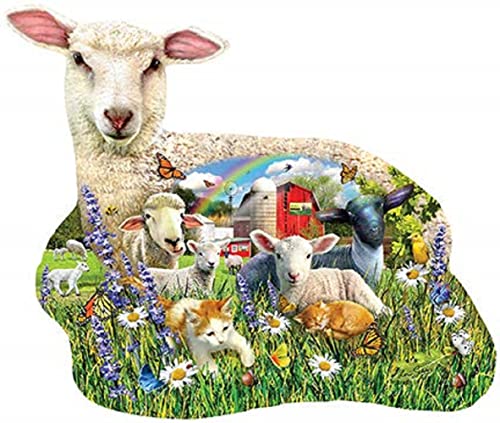 WO\[pY CO AJ SUNSOUT INC - Lamb Shop - 1000 pc Special Shape Jigsaw Puzzle by Artist: Lori Schory - Finished Size 31.5