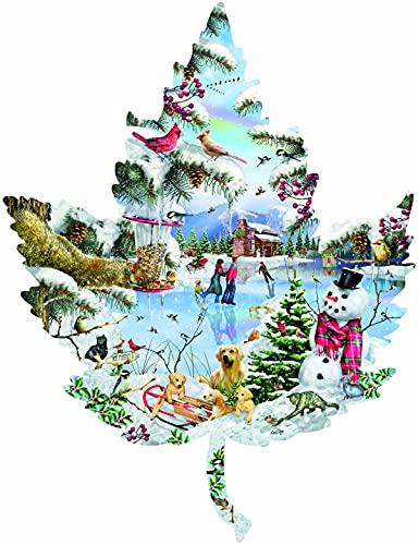 ジグソーパズル 海外製 アメリカ SUNSOUT INC - Winter on The Lake - 1000 pc Special Shape Jigsaw Puzzle by Artist: Lori Schory - Finished Size 35.25" x 26.75" Christmas - MPN# 95310ジグソーパズル 海外製 アメリカ