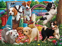 ジグソーパズル 海外製 アメリカ SUNSOUT INC - Puppies on a Picnic - 500 pc Jigsaw Puzzle by Art...