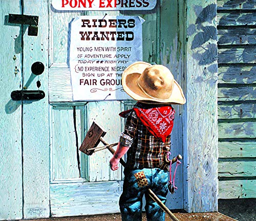 WO\[pY CO AJ SUNSOUT INC - Riders Wanted - 1000 pc Jigsaw Puzzle by Artist: Don Crook - Finished Size 23