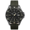 rv ^CbNX fB[X Timex Men's Harborside Coast 43mm Watch ? Black Dial Black Top Ring Gunmetal Case with Green Fabric Straprv ^CbNX fB[X