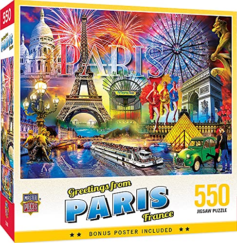 ジグソーパズル 海外製 アメリカ Masterpieces 550 Piece Jigsaw Puzzle for Adults, Family, Or Kids - Greetings from Paris - 18 x24 ジグソーパズル 海外製 アメリカ