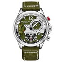 腕時計 ストゥーリングオリジナル メンズ Stuhrling Original Mens Dress Watch - Aviator Watch with Leather Band Watches for Men with Date 24 Hour Subdial Chronograph Sports Watch (Green)腕時計 ストゥーリングオリジナル メンズ