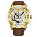 rv XgD[OIWi Y Stuhrling Andover Chronograph Men's Watch Stainless Steel Case with Leather Strap 47MM Case (Gold)rv XgD[OIWi Y