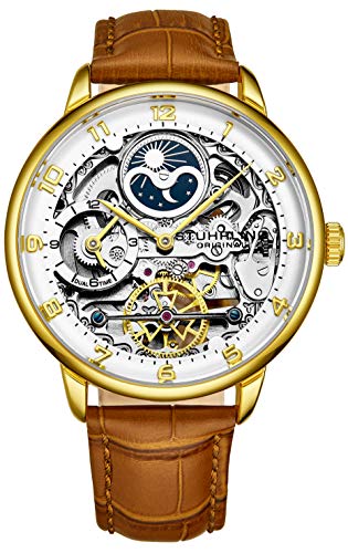 楽天angelica腕時計 ストゥーリングオリジナル メンズ Stuhrling Men's Automatic Skeleton Watch - Analog Dial, Dual Time, AM/PM Sun Moon Indicator （Gold）腕時計 ストゥーリングオリジナル メンズ