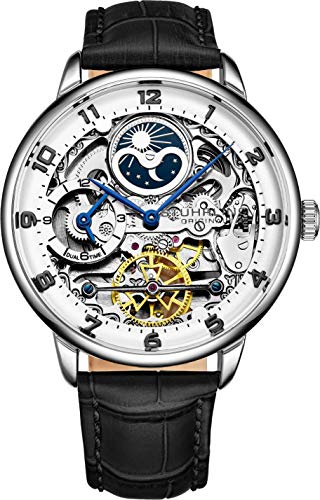 楽天angelica腕時計 ストゥーリングオリジナル メンズ Stuhrling Men's Automatic Skeleton Watch - Analog Dial, Dual Time, AM/PM Sun Moon Indicator （Silver）腕時計 ストゥーリングオリジナル メンズ