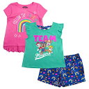 パウパトロール 子供服 半袖Tシャツ ショートパンツ 3枚組 2T 日本サイズ95相当 スカイ チェイス 複数キャラクター ピンク/グリーン キッズ ファッショ...