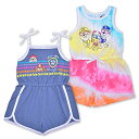 パウパトロール 子供服 ロンパース 2セット 5T 日本サイズ110-120相当 スカイ マーシャル 複数キャラクター 肩ひもリボン/ノースリーブ キッズ ファ...