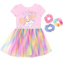 パウパトロール 子供服 スカート 半袖ワンピース 6T 日本サイズ120相当 スカイ ピンク レインボープリントのメッシュスカート キッズ ファッション 女の子 3つのシュシュ付き