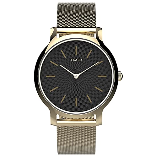 ӻ å ǥ Timex Women's Transcend 38mm Watch ? Gold-Tone Case Black Dial with Gold-Tone Stainless Steel Mesh Braceletӻ å ǥ