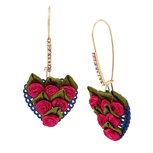 ベッツィ・ジョンソン ピアス アメリカ 日本未発売 ブランド Betsey Johnson Fabric Rose Heart Dangle Earringsベッツィ・ジョンソン ピアス アメリカ 日本未発売 ブランド