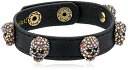 ベッツィ・ジョンソン アメリカ アクセサリー ブランド かわいい Betsey Johnson Halloween Black Leather with Multi-Color Stone Skulls Wrap Braceletベッツィ・ジョンソン アメリカ アクセサリー ブランド かわいい