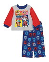 パウパトロール 子供服 パジャマ 長袖 3T 日本サイズ100相当 マーシャル チェイス ラブル スカイ 複数キャラクター ブルー/レッド キッズ ファッション...