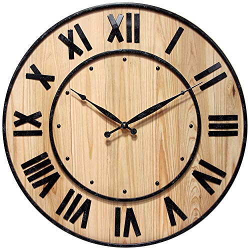 壁掛け時計 インテリア インテリア 海外モデル アメリカ Infinity Instruments Wooden Barrel Wall Clock, Country Retro Farmhouse Style Elevates Any Room in The Home, 24 Inch, Natural Wood壁掛け時計 インテリア インテリア 海外モデル アメリカ