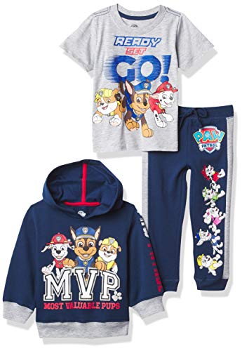 pEpg[ AJA q LbY t@bV Nickelodeon Paw Patrol Graphic Hoodie, T-Shirt, & Jogger Sweatpant, 3-Piece Athleisure Outfit Bundle Set-Toddler Boys-Nick Jr, Navy/HeatpEpg[ AJA q LbY t@bV