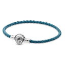 パンドラ レザーブレスレット レディース パンドラ ブレスレット チャーム アクセサリー ブランド Pandora Turquoise Braided Shell Clasp Leather Bracelet, 19cm, Metalパンドラ ブレスレット チャーム アクセサリー ブランド