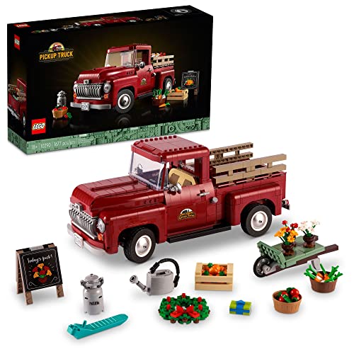 쥴 LEGO Icons Pickup Truck 10290 Building Set for Adults, Vintage 1950s Model with Seasonal Display Accessories, Creative Activity, Collector's Gift Idea쥴