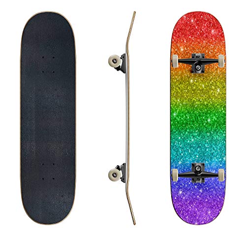 ロングスケートボード スケボー 海外モデル 直輸入 Skateboards Rainbow Glitter Texture Glitter Background Stock Illustrations Classic Concave Skateboard Cool Stuff Teen Gifts Longboard Extreme Sports for Bロングスケートボード スケボー 海外モデル 直輸入