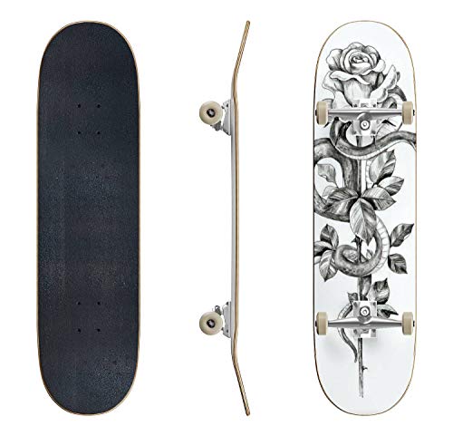 ロングスケートボード スケボー 海外モデル 直輸入 EFTOWEL Skateboards Snake with Rose Bud on high stem Stock Illustration Classic Concave Skateboard Cool Stuff Teen Gifts Longboard Extreme Sports for Begiロングスケートボード スケボー 海外モデル 直輸入