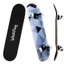 スタンダードスケートボード スケボー 海外モデル 直輸入 WhiteFang Skateboards, Complete Skateboard 31 x 7.88, 7 Layer Canadian Maple Double Kick Concave Standard and Tricks for Kids and Beginners (Dスタンダードスケートボード スケボー 海外モデル 直輸入