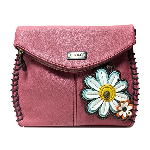 chala obO pb` Jo 킢 Chala Charming Crossbody Bag With Flap Top | Cross-Body Purse or Shoulder Handbag with Dasiy Key fob - Pinkchala obO pb` Jo 킢