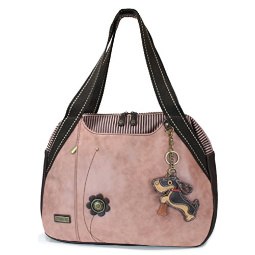 chala obO pb` Jo 킢 Chala Handbags Dust Rose Shoulder Purse Tote Bag with Dog Key Fob/coin purse (Wiener Dog)chala obO pb` Jo 킢