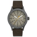 腕時計 タイメックス メンズ Timex Men 039 s Expedition Scout 40mm Watch Gunmetal Case Khaki Dial with Dark Brown Leather Strap腕時計 タイメックス メンズ